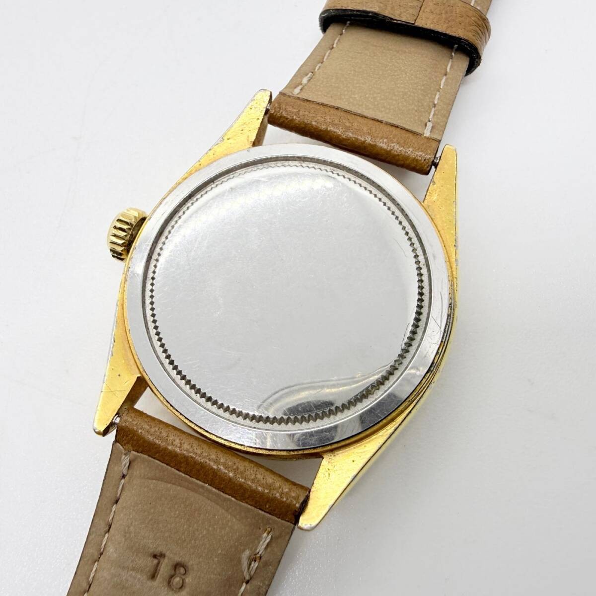 ROLEX Watch Oyster Precision White Manual Winding Leather Men’s Auth Working
