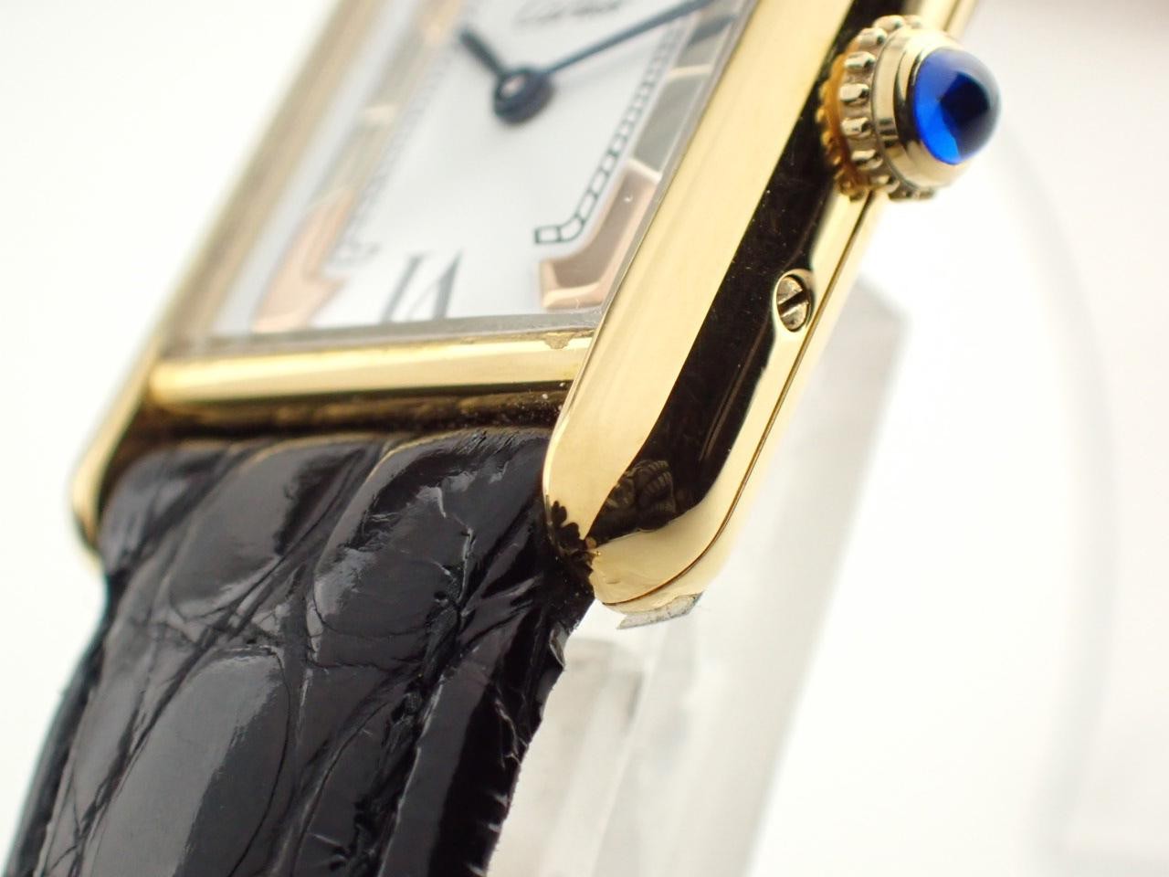 Cartier Must Tank SM W1006354 White Square Dial Box Quartz Watch Accessary Auth