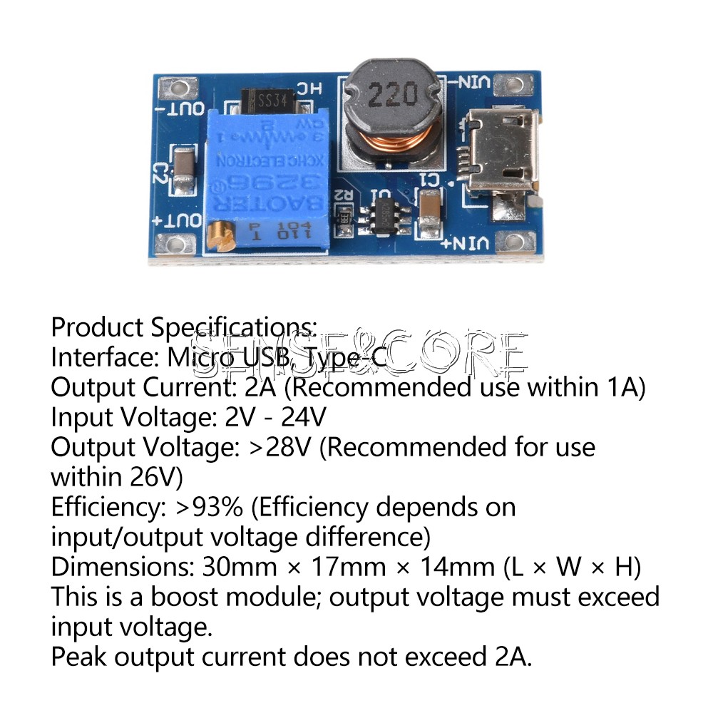 5PCS 2A booster board DC-DC step-up module 2/24V to 5/9/12 / 28V Replace XL6009