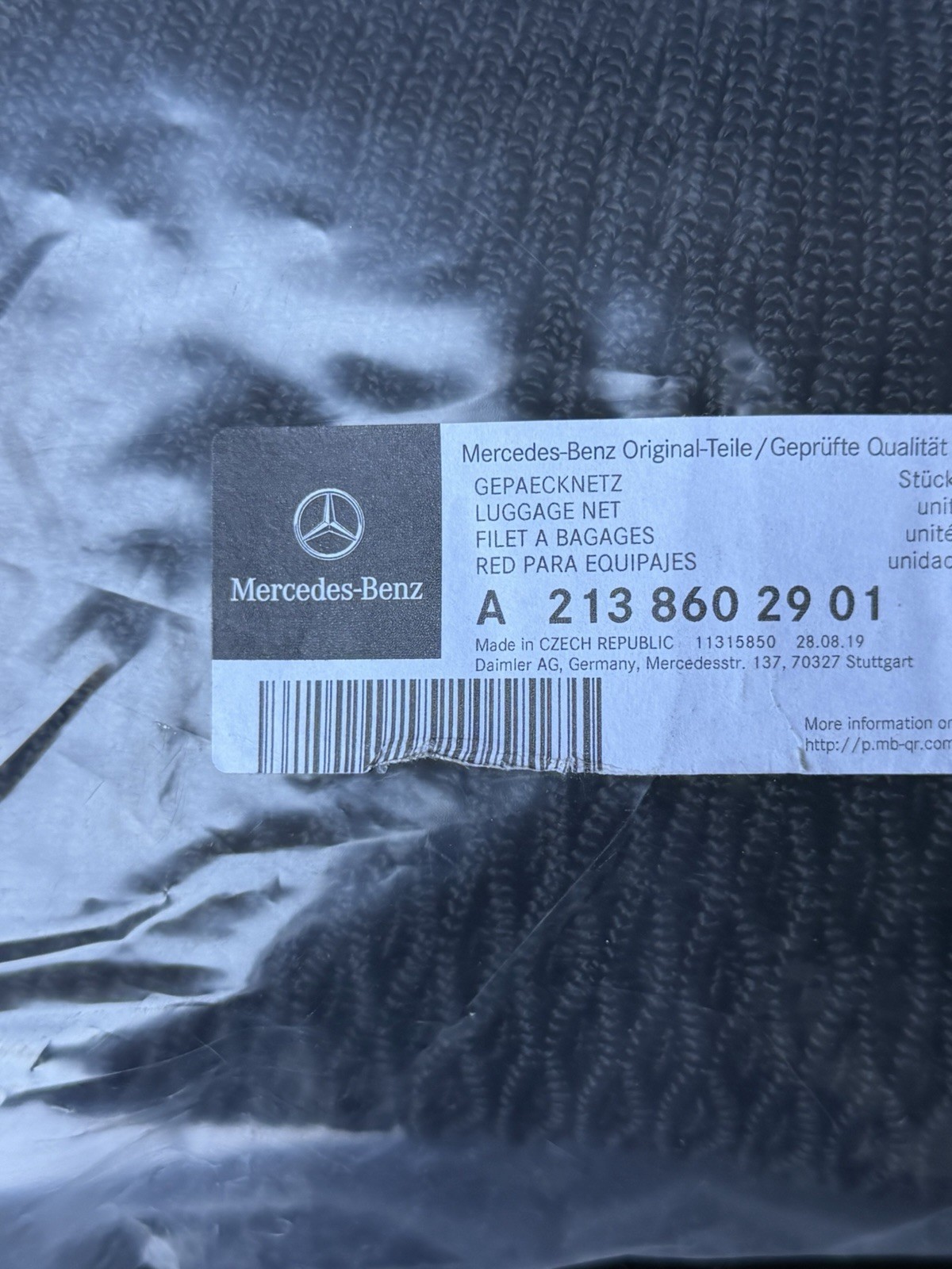 Mercedes – Benz Genuine Product E350 or C Clas LUGGAGE CARGO NET A 213 860 29 01