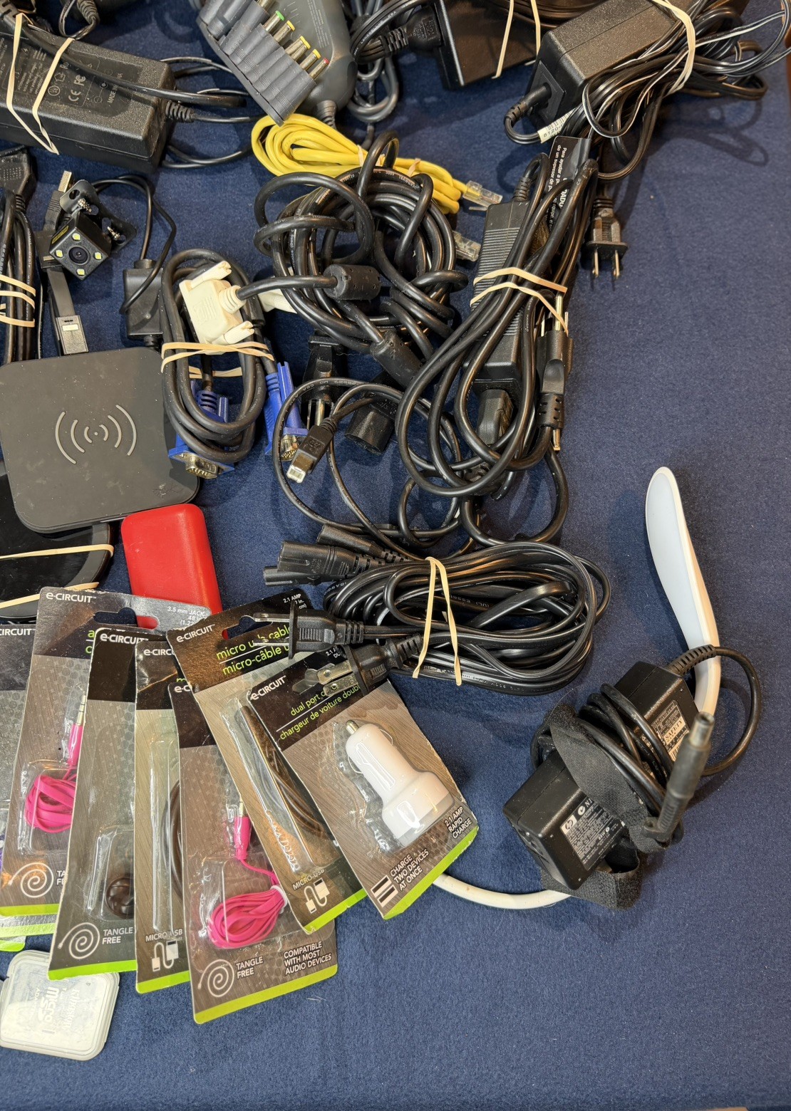 Mixed Lot of Electronics Cables, Chargers, and Power Adapters – Junk Drawer Lot