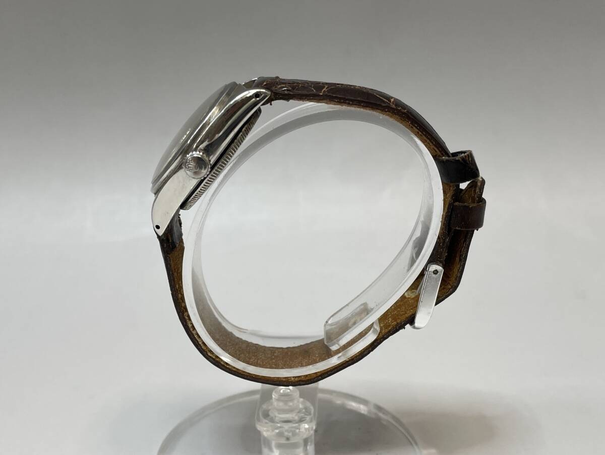 Rolex Watch Oysterdate Precision Manual Winding Silver Leather Strap Women’s