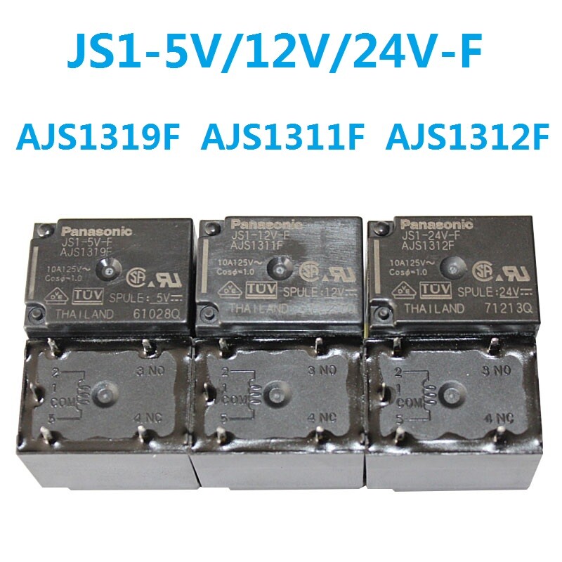 PANASONIC Power Relay JS1-5V-F AJS1319F JS1-12V-F AJS1311F JS1-24V-F 10A 5Pins