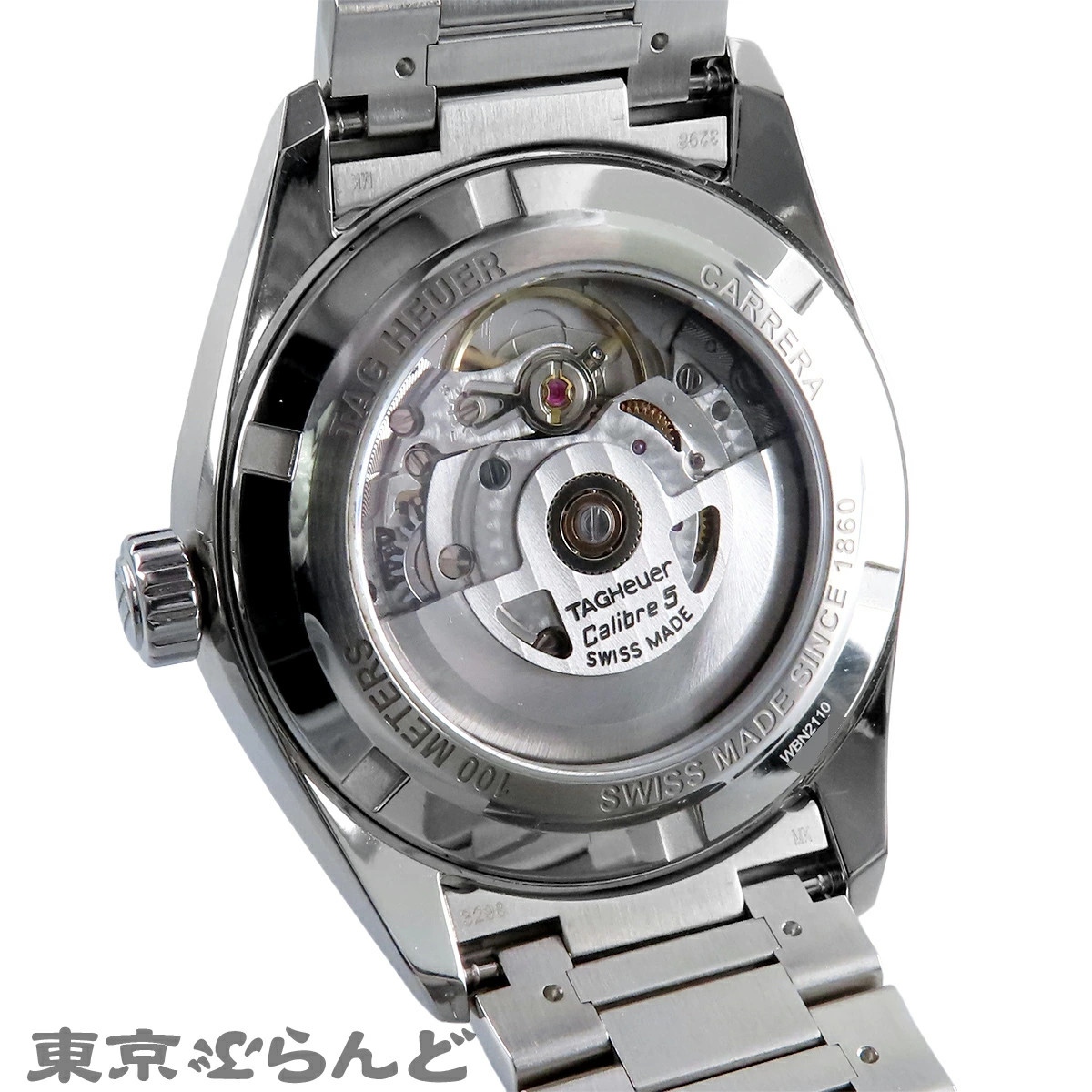 TAG Heuer Carrera Watch SS Caliber 5 Date w/Box Warranty Black WBN2110 BA0639