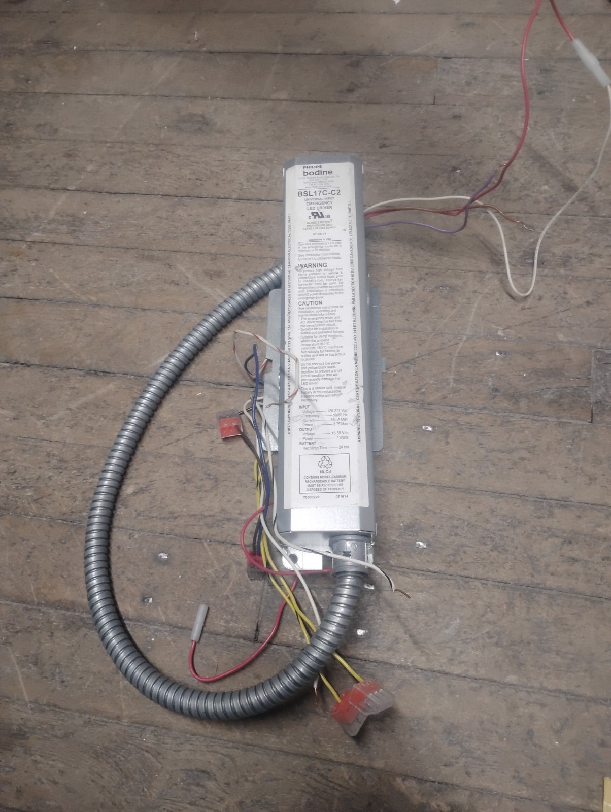 Bodine BSL17C-C2 Type 1 Emergency LED Driver. Preowned