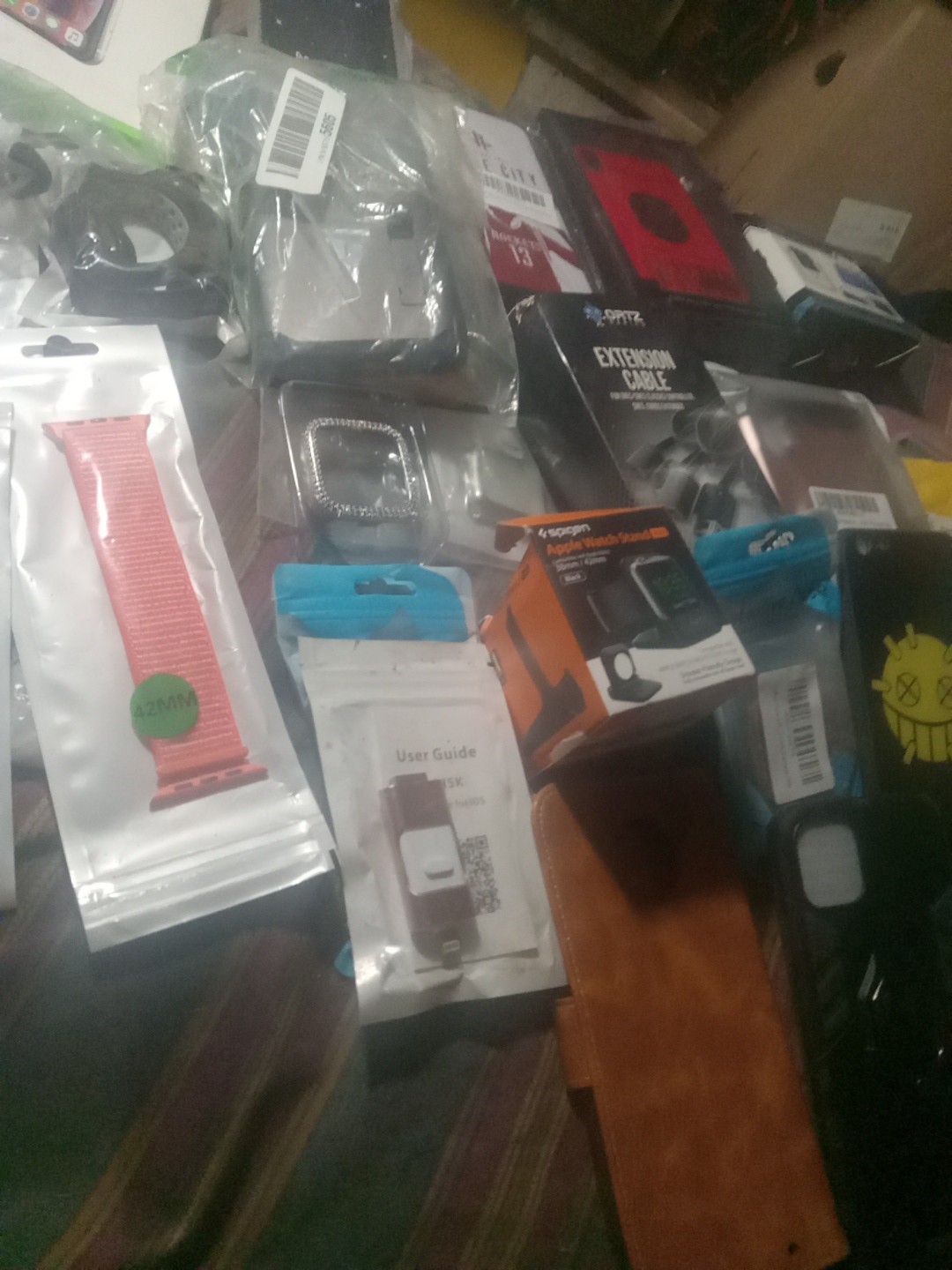 LOT Of 30 Assorted Electronics Accessories: Phone & Watch Cases, Bands, Charger+