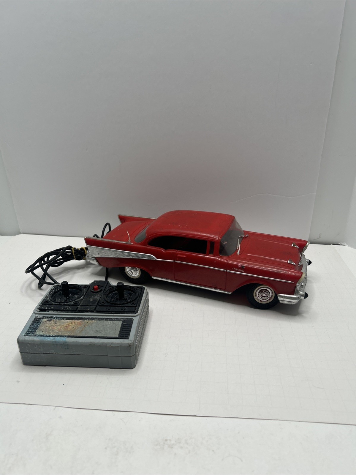 Works! Vintage New Bright 1957 Chevy w/Remote Red RC Car Lights 1986