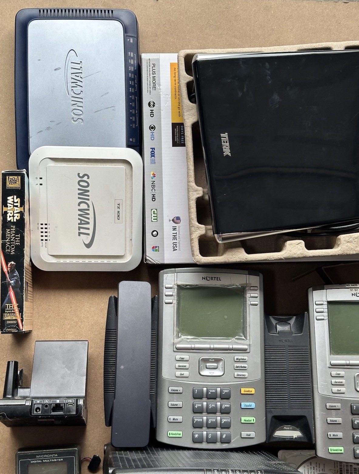 Electronics Mixed Lot Untested SonicWall Nortel Cisco Arris HDD Multimeter Etc
