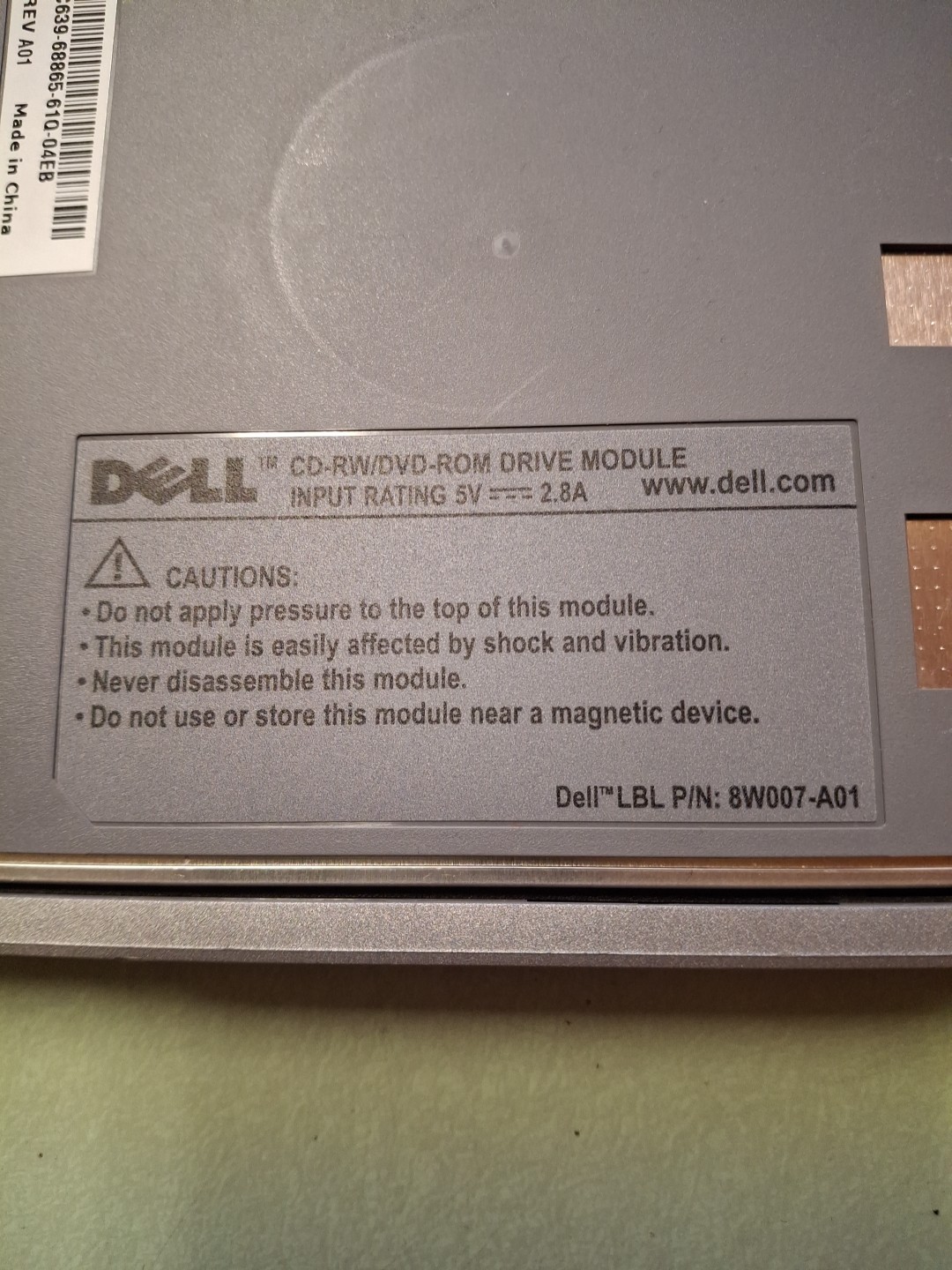 Dell CD-RW/DVD-ROM DRIVE MODULE 0D639 BW007-A01