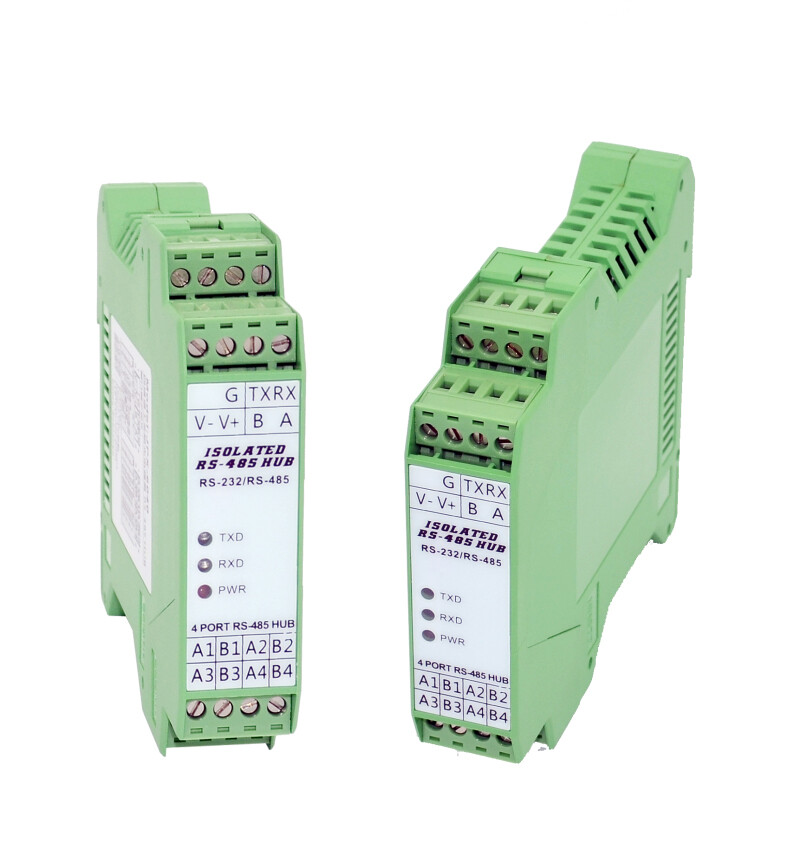 Photoelectric isolation 1 way RS232 to 4 way RS485 industrial grade HUB rail