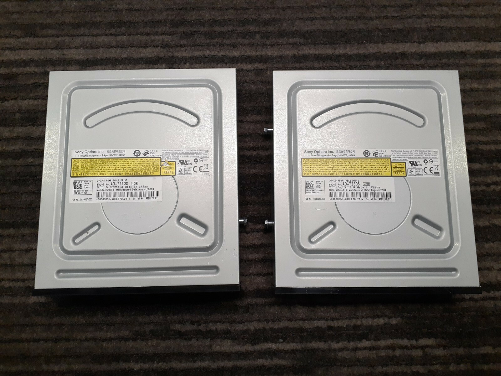 (2) SONY MODEL AD-7230S -DB DVD/CD REWRITABLE DRIVE SATA 0C593T