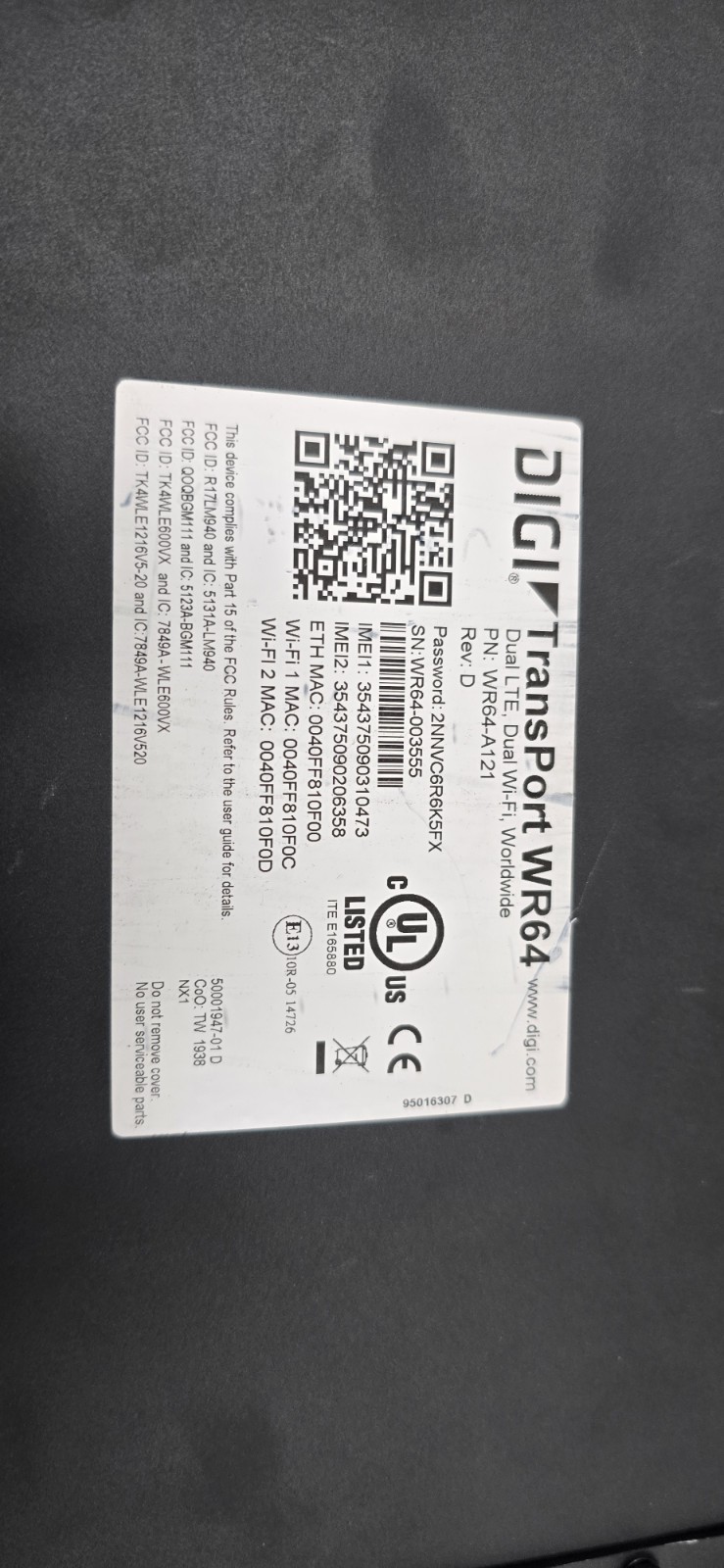 Lot of 2 Digi Transport WR64-A121 Dual LTE Wifi – Untested -GC-6175