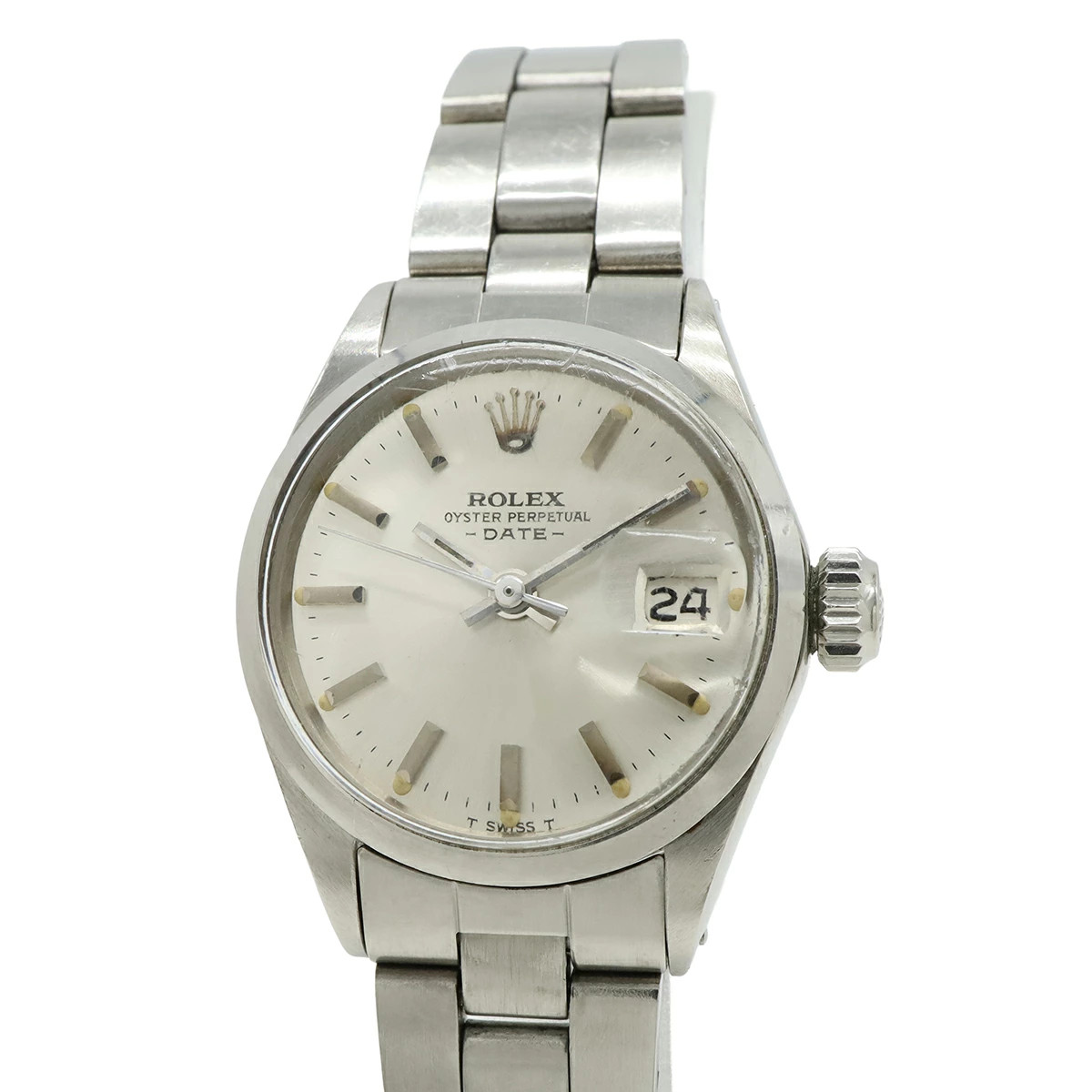 ROLEX Oyster Perpetual Date Silver Dial SS Ladies Automatic Watch Model 6516