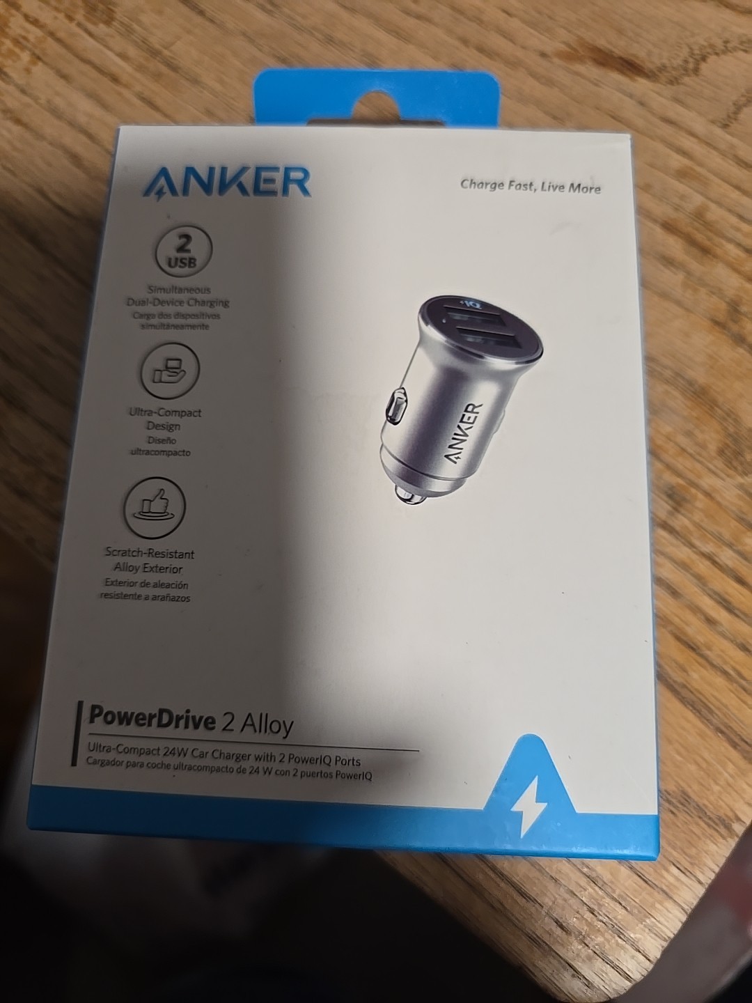 Anker – PowerDrive 2 Alloy 24W Vehicle Charger – Silver