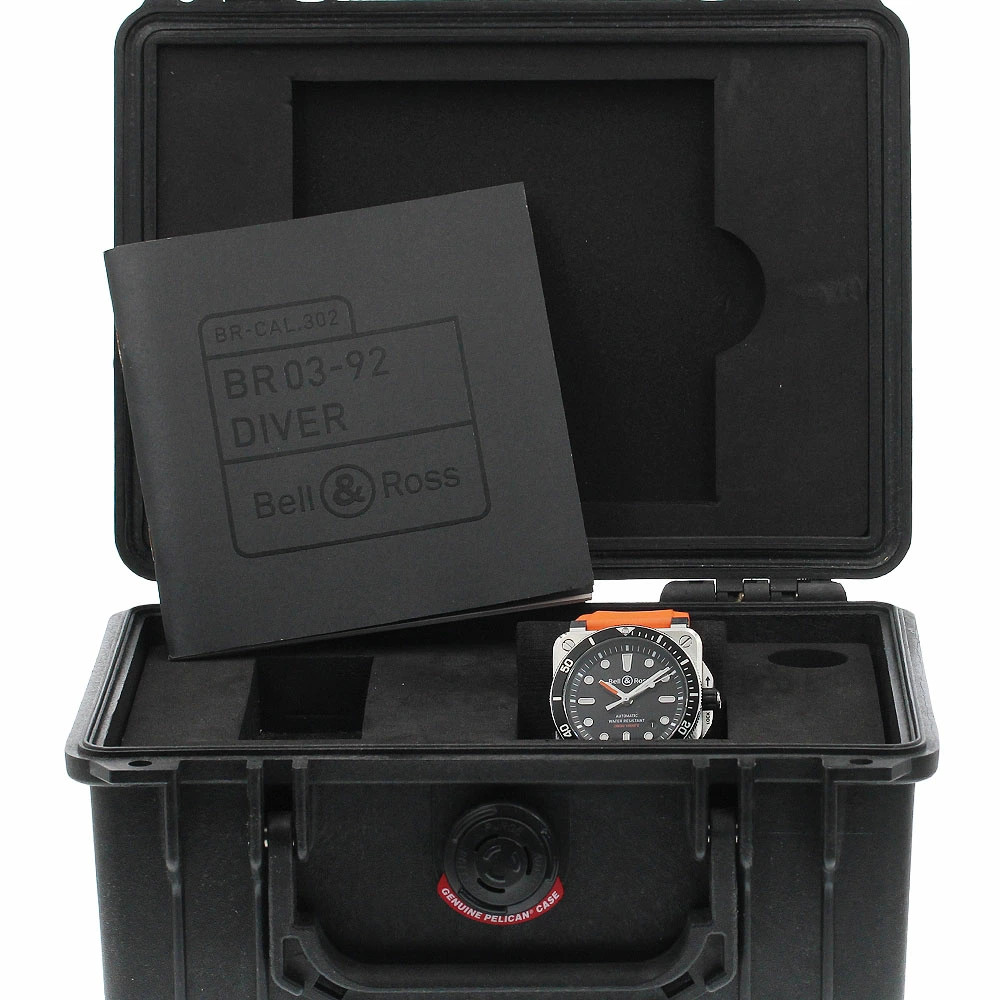 Bell & Ross Watch BR0392-D-BL-ST Diver Date Automatic Rubber SS Men’s w/Boxed