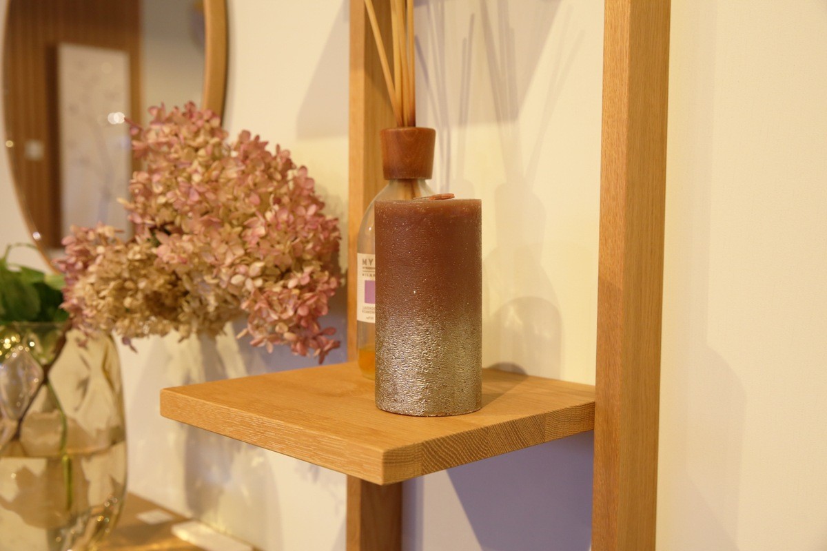 Rustic Spray Pillar Candle, Madder Brown/Silver (HBC-179)
