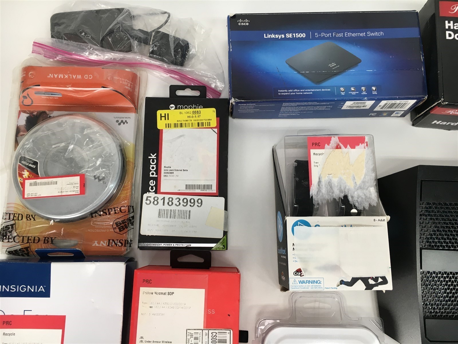 Lot of Headphones Hard Drive Wifi Modem by Linksys Rosewill WD Digipower & More