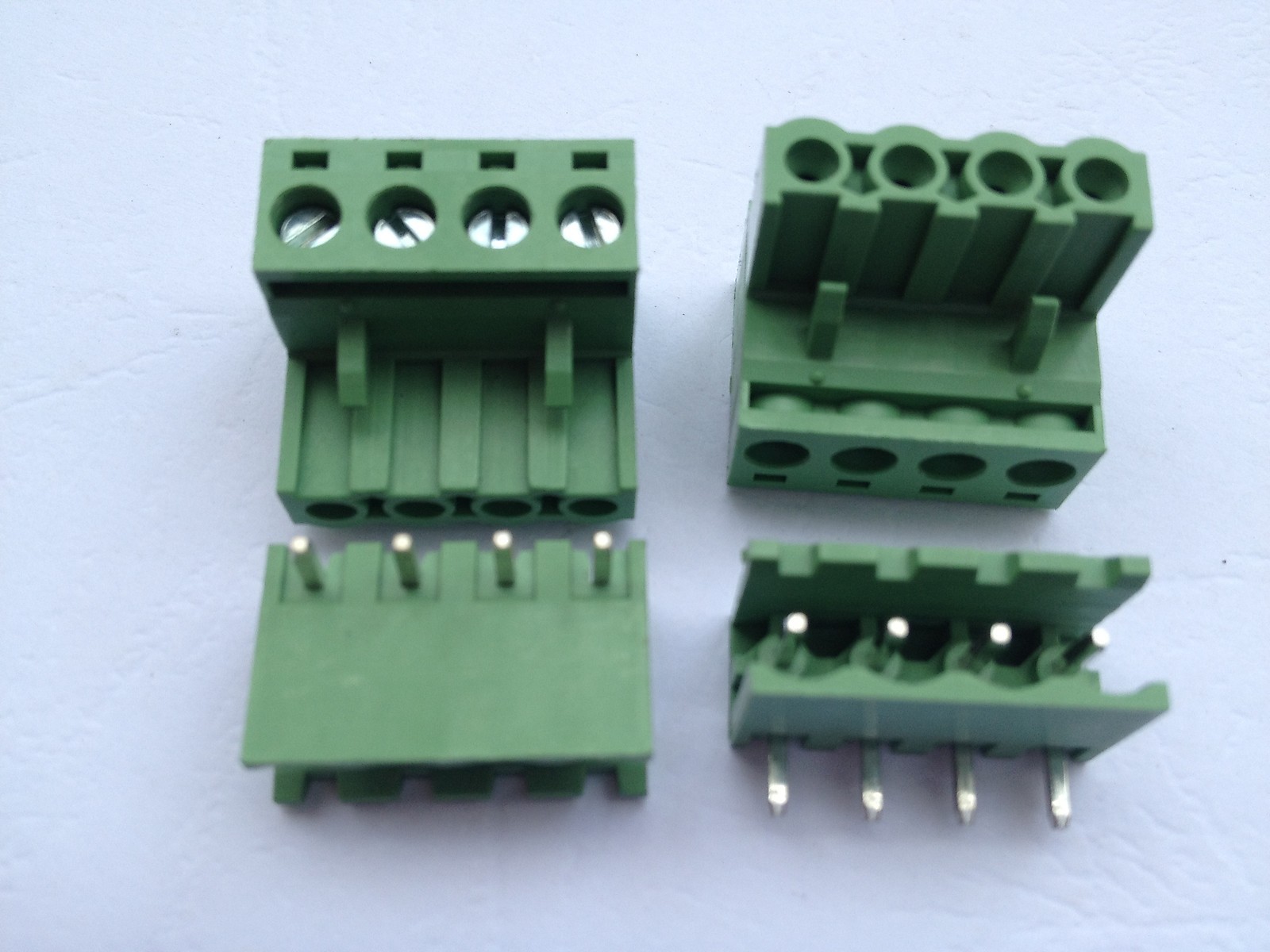 100 pcs Angle 4pin/way 5.08mm Screw Terminal Block Connector Green Plugbale Type