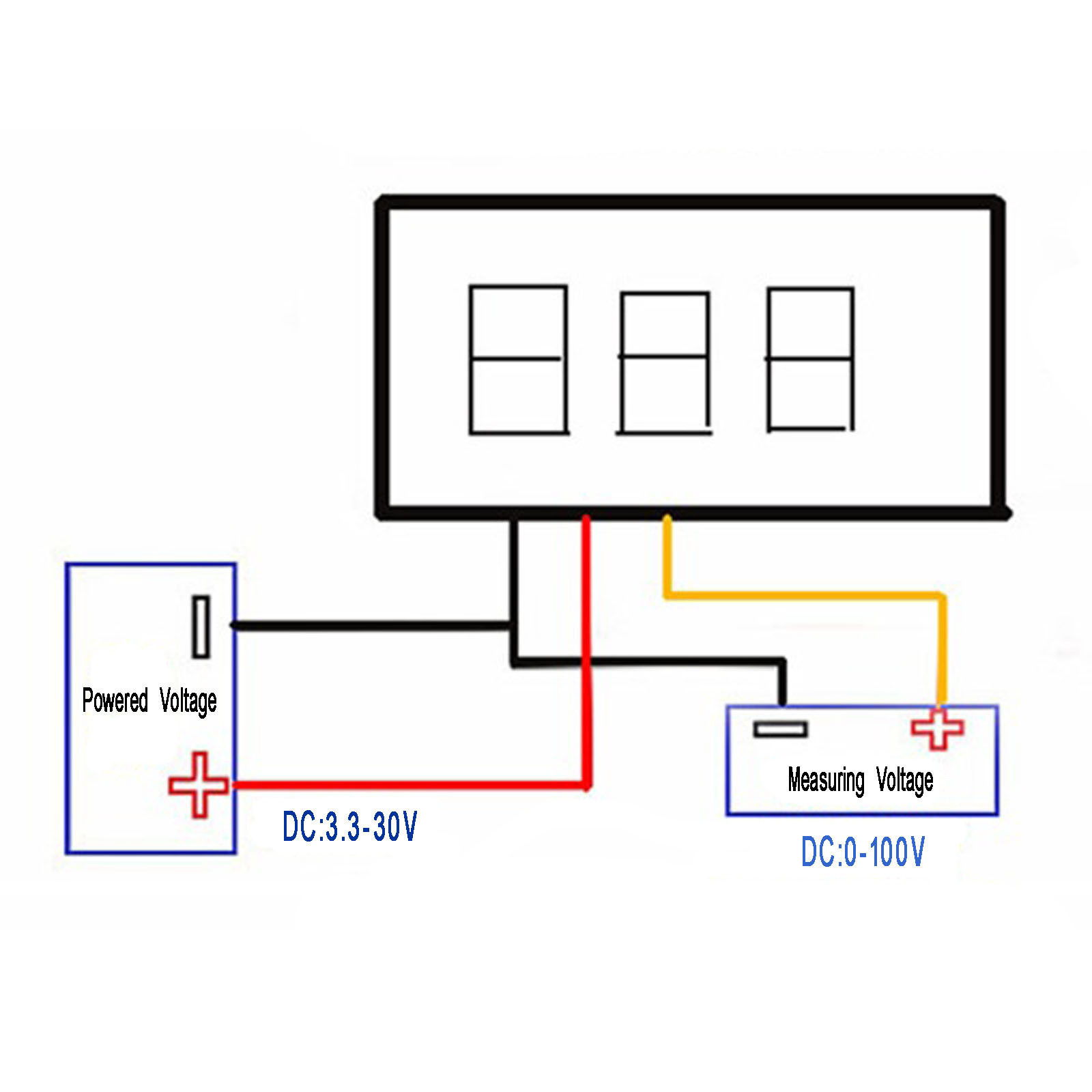 Red 0.36″ DC 0-100V 3 Wire LED Display Digital Voltage Voltmeter Panel