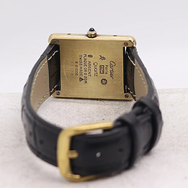 Cartier Must Tank SV925 Quartz Ladies Watch Silver Square Dial Accessary Auth