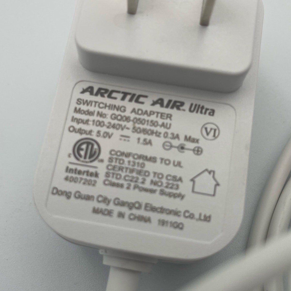 Arctic Air Ultra GQ06-050150-AU Switching Adapter cord White 5V 1.5A