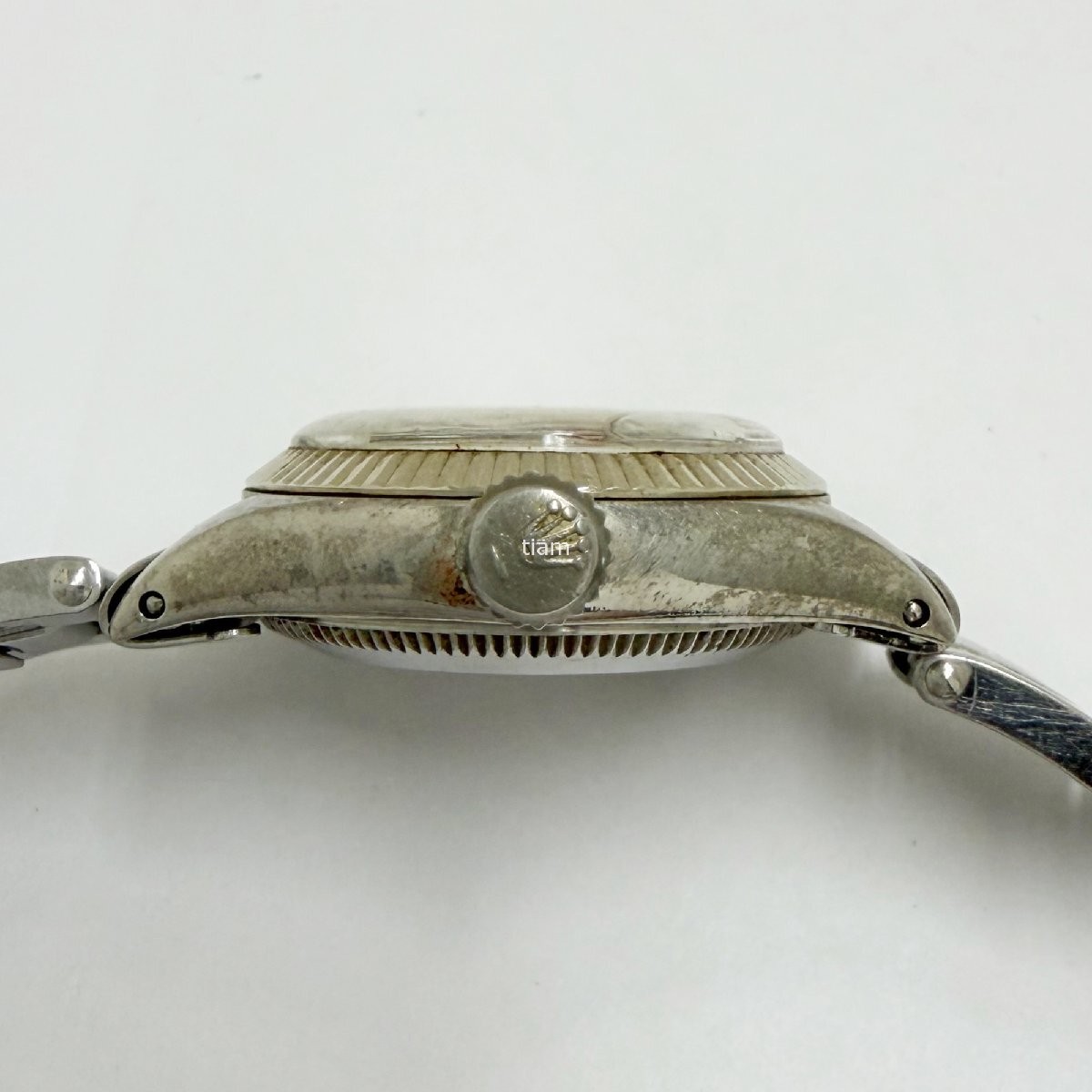 ROLEX 6619 Oyster Perpetual 1963 Automatic White Gold SS Silver