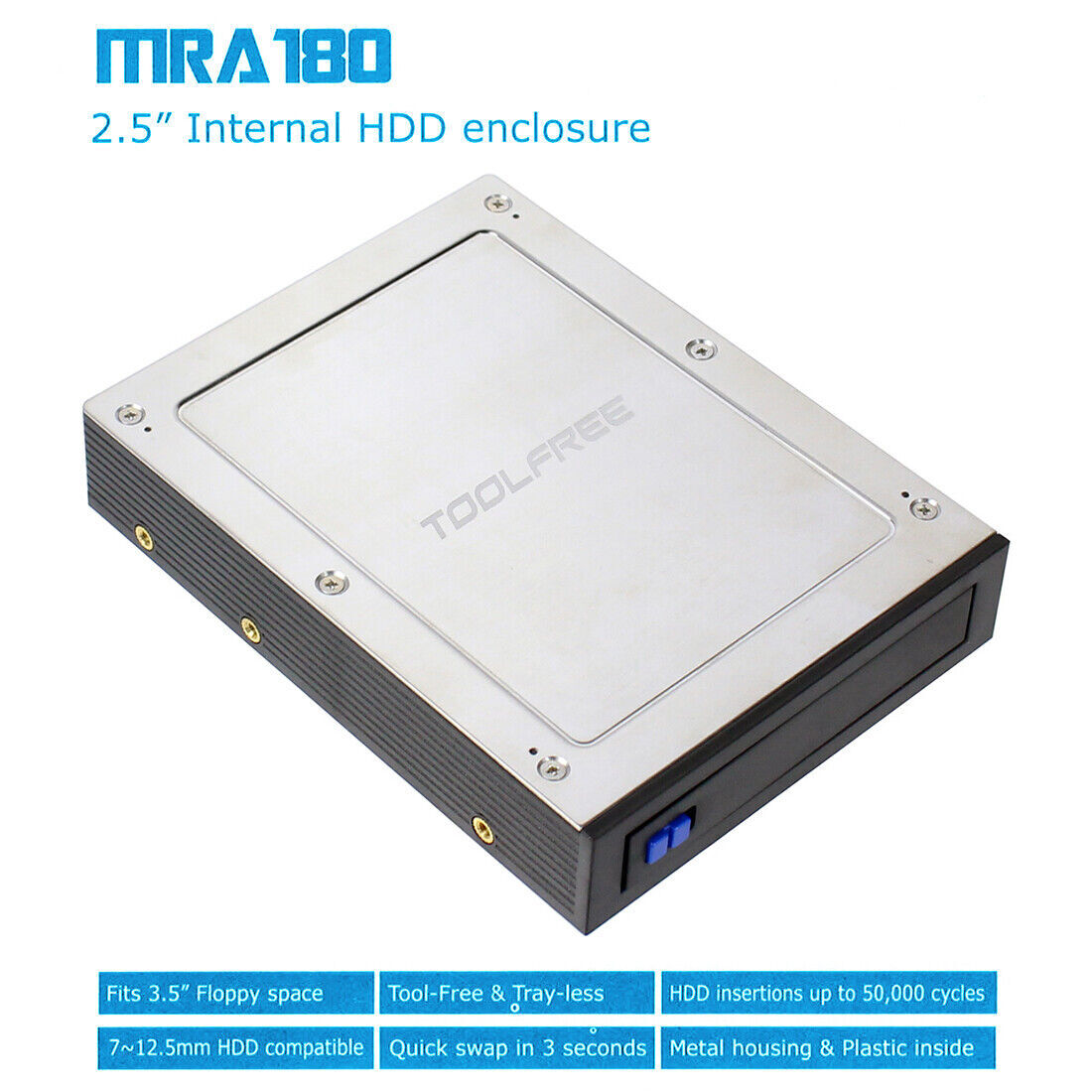 2.5″ Internal Floppy Bay SATA III Tray-Less Mobile Rack for HDD SSD Hard Drive
