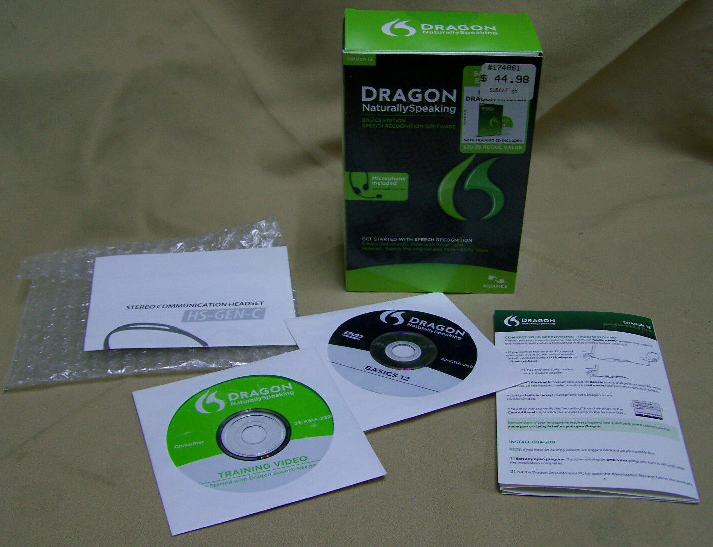 Nuance Dragon Naturally Speaking Version 12 Basics DISC ONLY, NO HEADPHONE/MIC