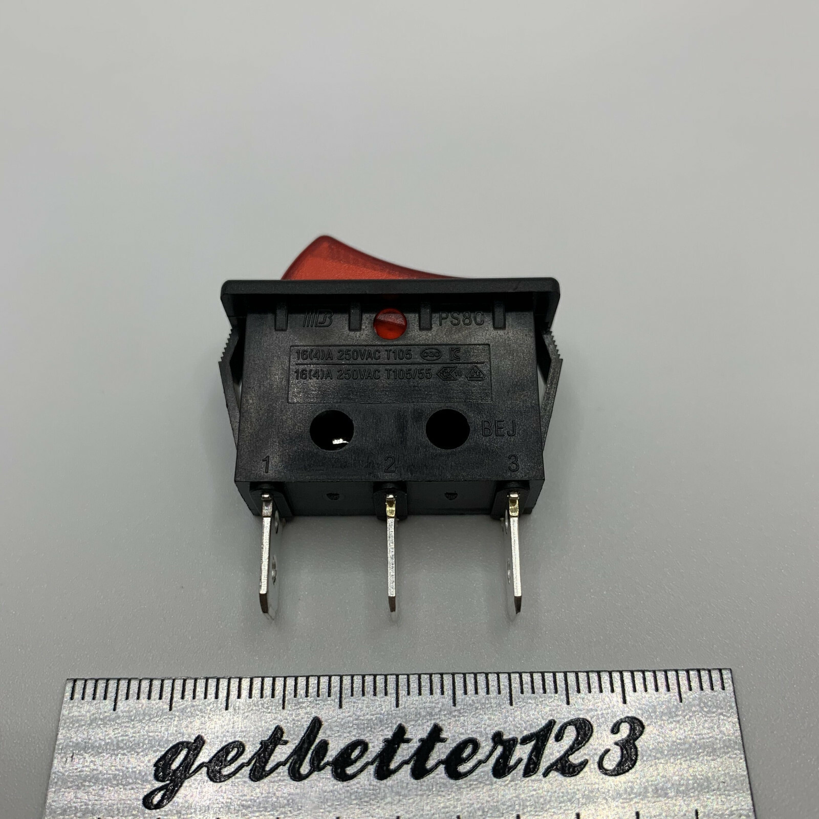 1pc Red Light Rocker switch 3-pins 2 positions PS8C-6-B1R3-2H-OO PS8C