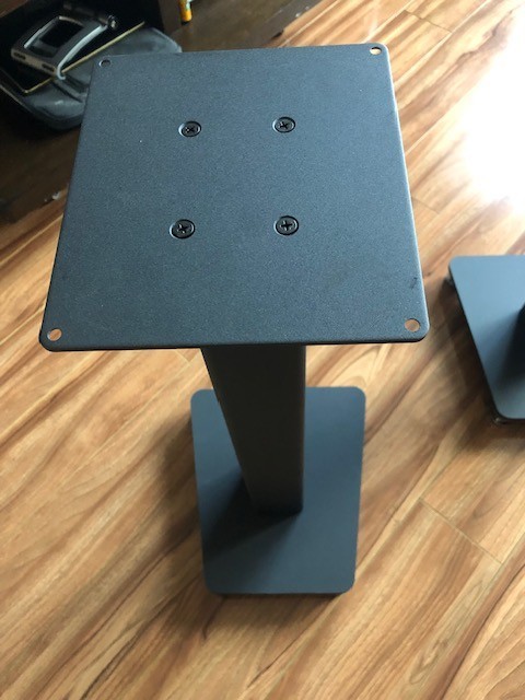Minty! ELAC LS80 Speaker Stands. All metal. Fillable. 23 5/8″ Tall. Matte Gray.
