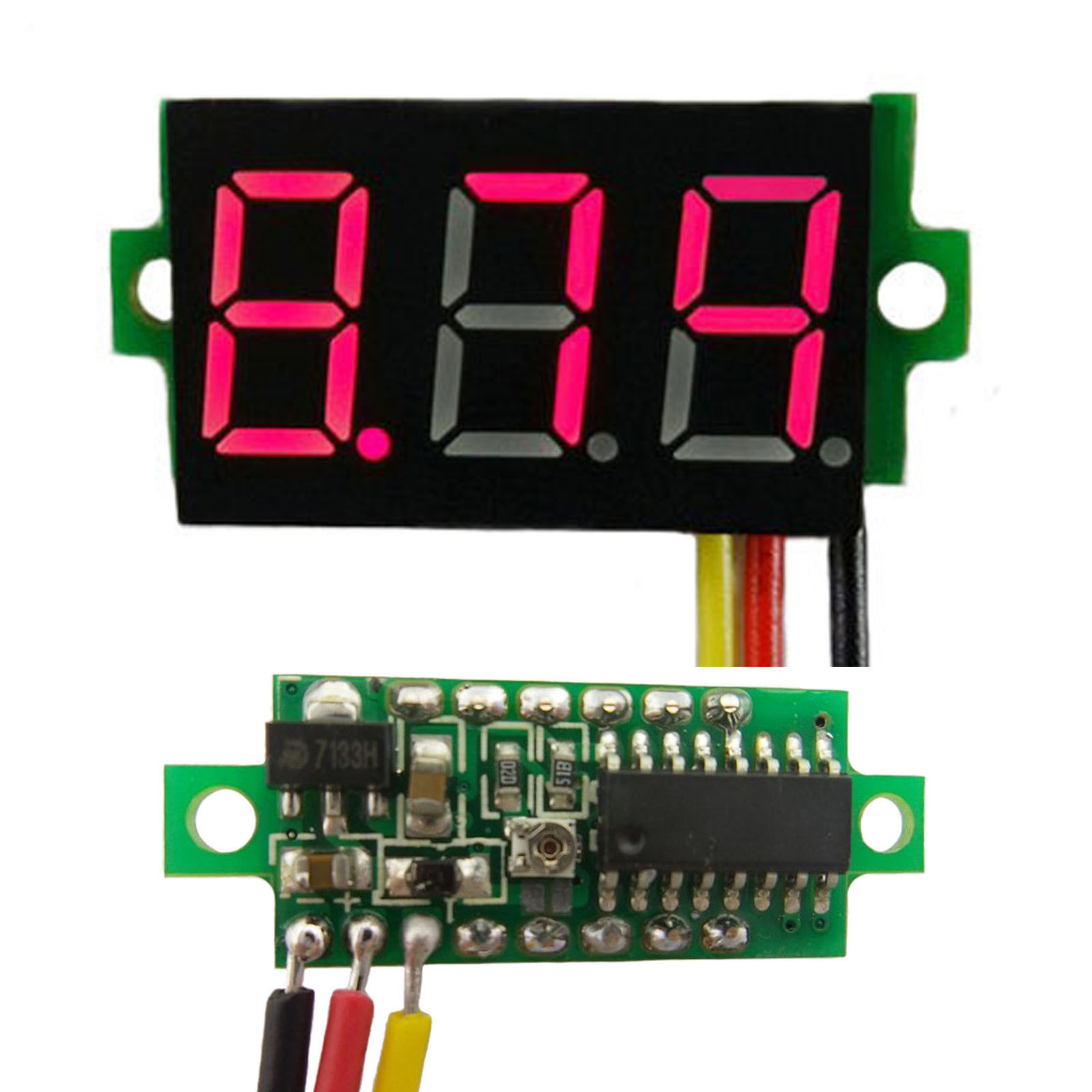Red 0.36″ DC 0-100V 3 Wire LED Display Digital Voltage Voltmeter Panel