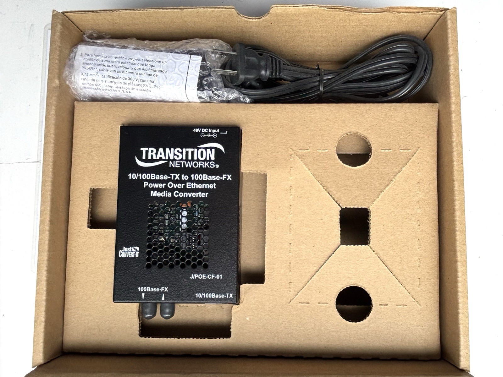 Transition Networks 10/100 Base-TX to 100Base-FX Power Over Ethernet Media Conve