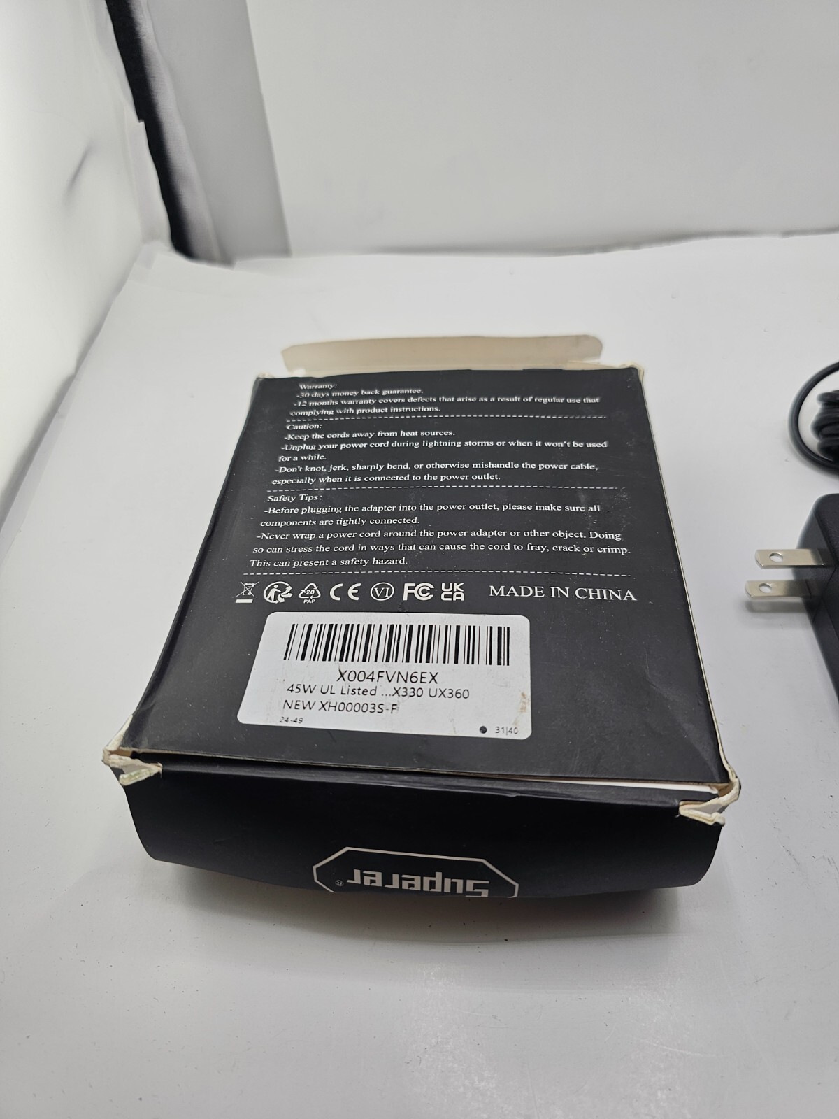 Superer 45W 2.37A UL Listed Charger AC Adapter Black for Asus Vivobook Laptop
