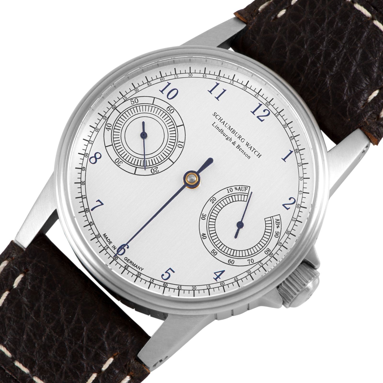 SCHAUBURG WATCH Traveler 81 Stainless Steel Silver Dial 42mm Original Strap