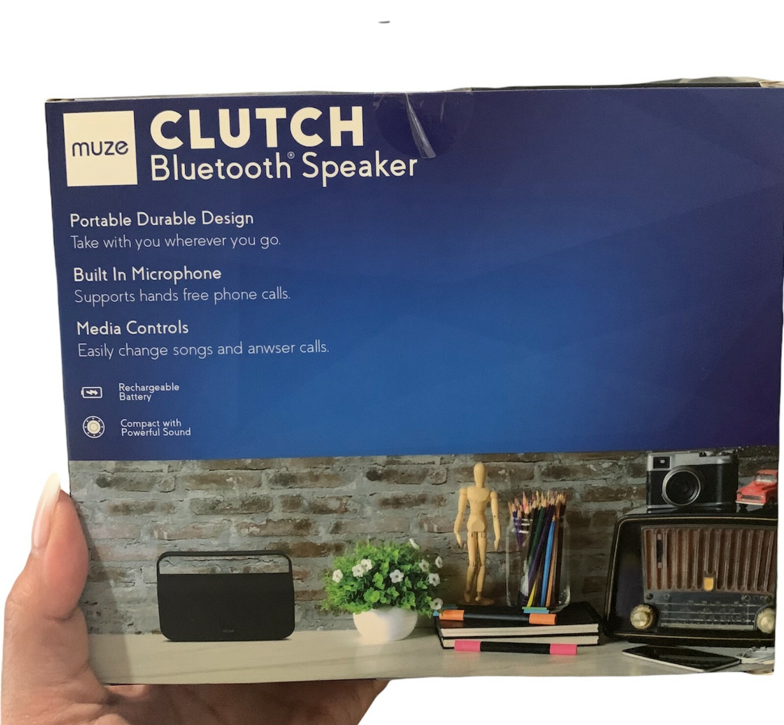 Muze Clutch Bluetooth Speaker – Black – Rechargeable Battery – Mini