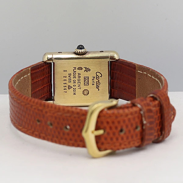 Cartier Must Tank 3205567 SV925 Quartz Square Dial Ladies Watch Accessary Auth