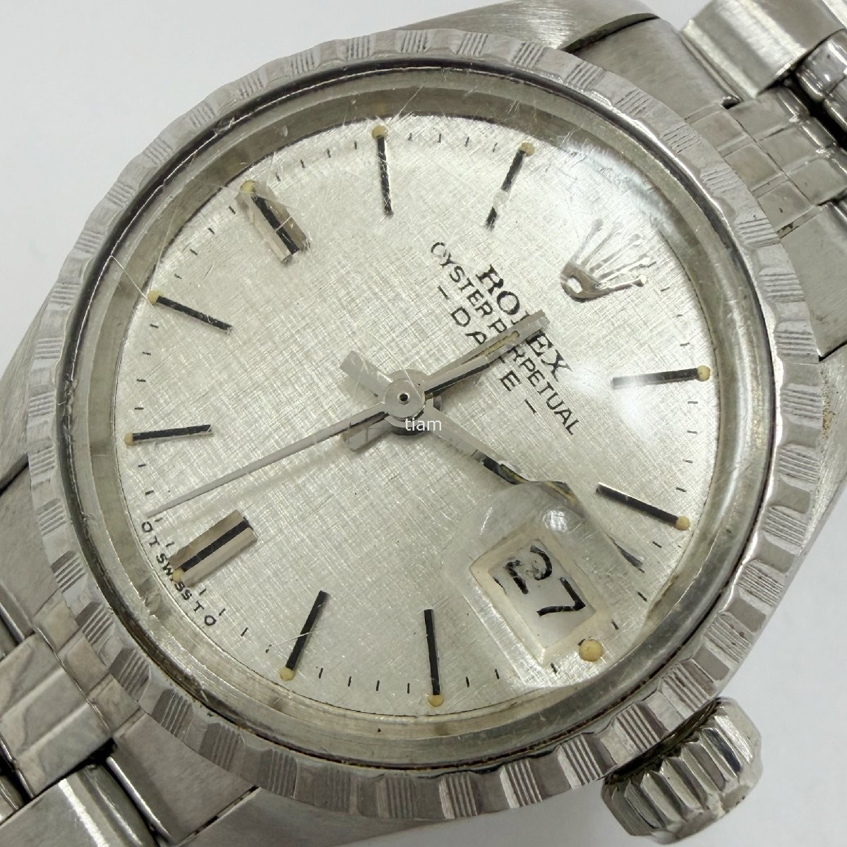 ROLEX 6924 Oyster Perpetual Date Silver Mosaic Automatic SS