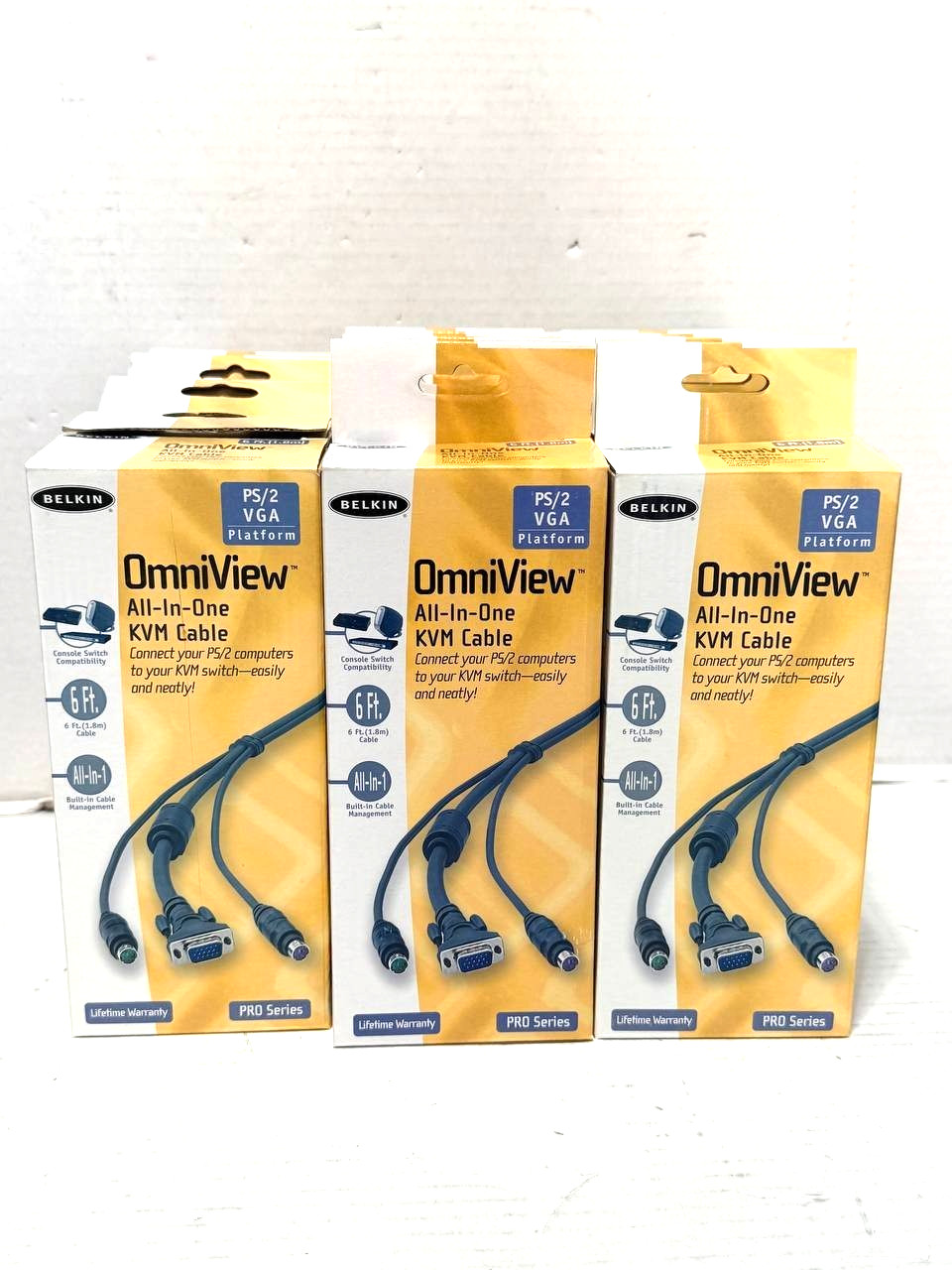 Lot of 12 BELKIN OMNIVIEW ALL IN ONE KVM PS/2 VGA, 6Ft