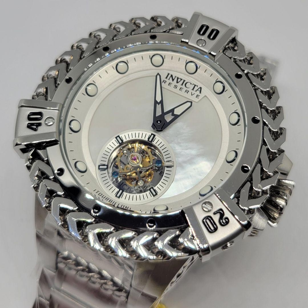 Invicta Reserve Bolt Hercules Tourbillon 53mm Watch White Dial Steel Box Book