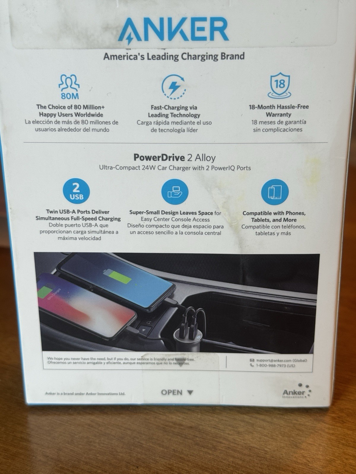 Brand New Anker Power Drive 2 Alloy Ultra Compact 24W Car Charger W/ 2 Power Prt