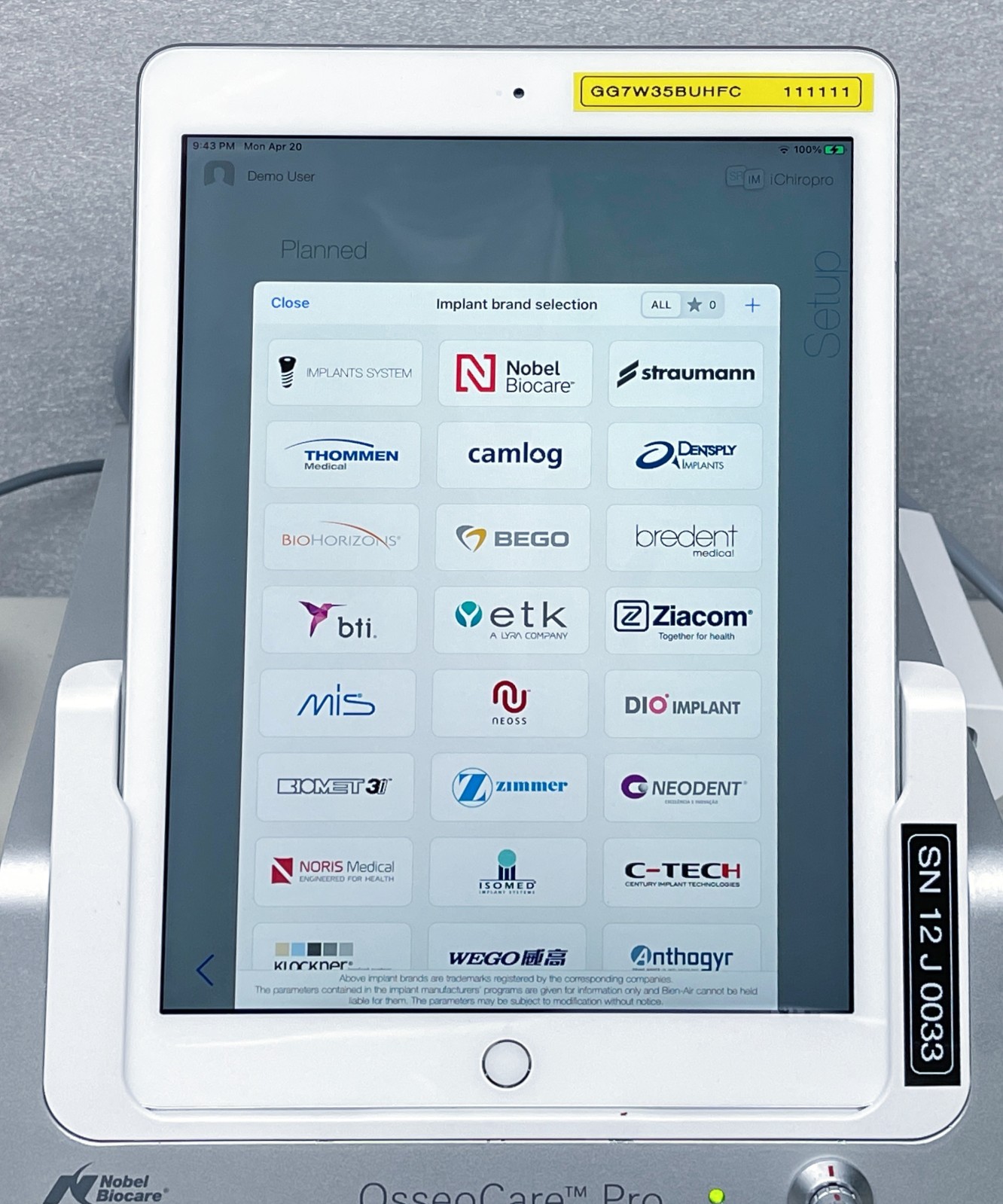 🚩Ipad Tablet Only for Bien Air iChiropro, With installed iChiropro 2 APP