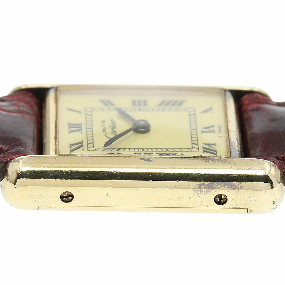 Cartier Must Tank Manual Winding Ladies Watch Box Warranty Card Booklet Auth