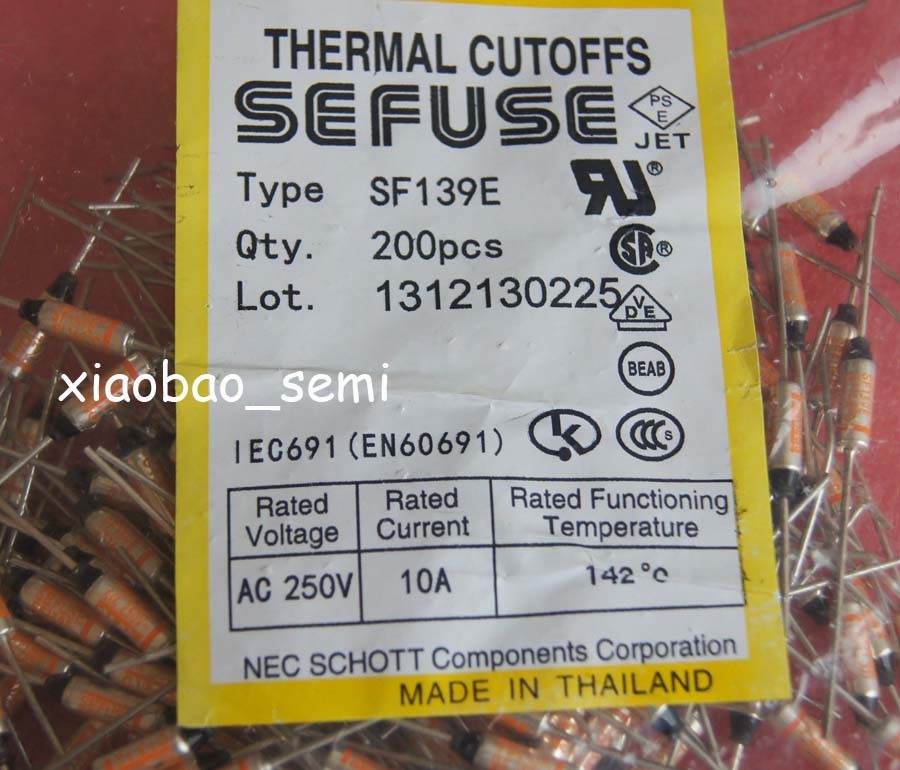 20PCS SF139E SEFUSE Cutoffs NEC Thermal Fuse 142°C 142 Degree 10A 250V