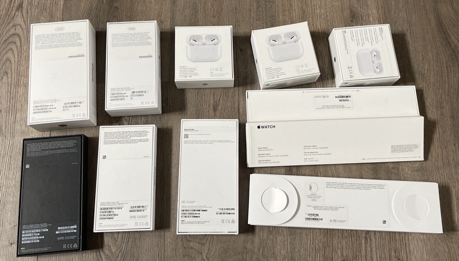 APPLE EMPTY BOX ONLY LOT 4 iPhone 2 Watch Series 7 and 3 Airpods Pro Boxes