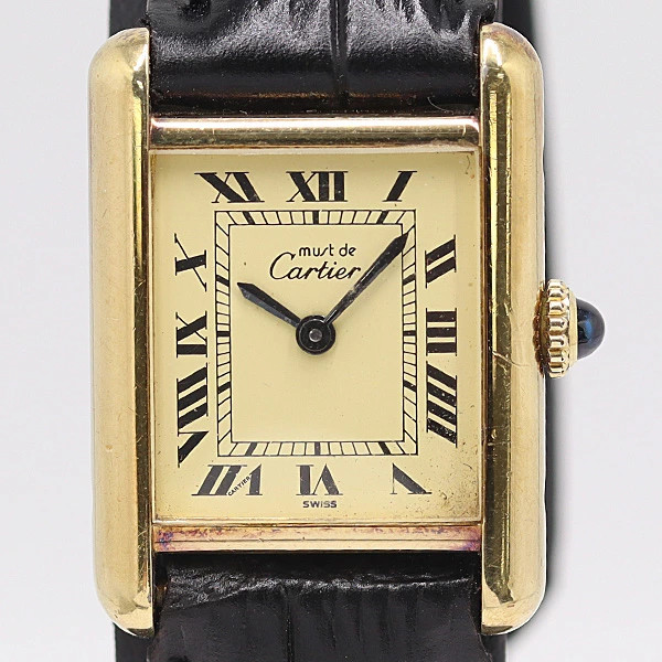 Cartier Must Tank Manual Winding SV925 Ladies Watch Square Dial Warranty Card