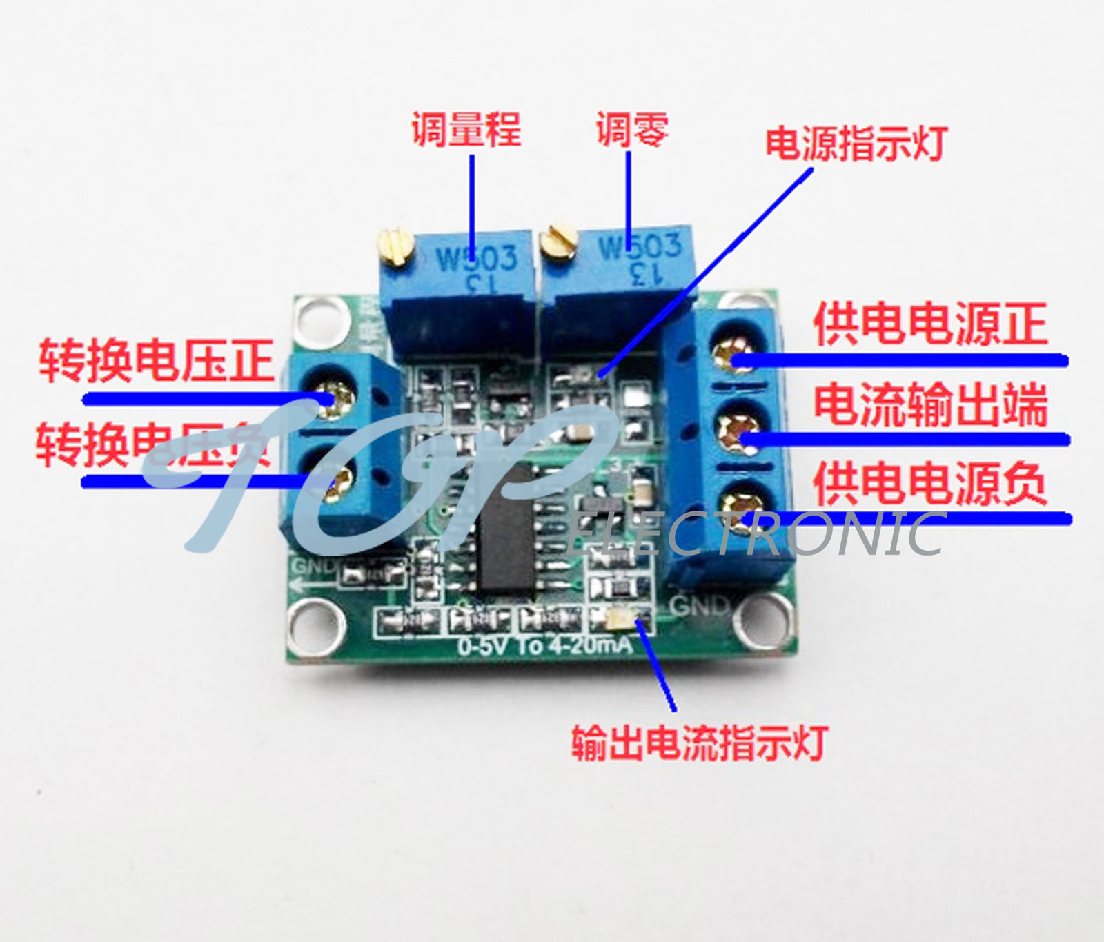 Voltage to Current Signal Transmitter 0-3.3/5/10/15V to 4-20mA Linear conversion