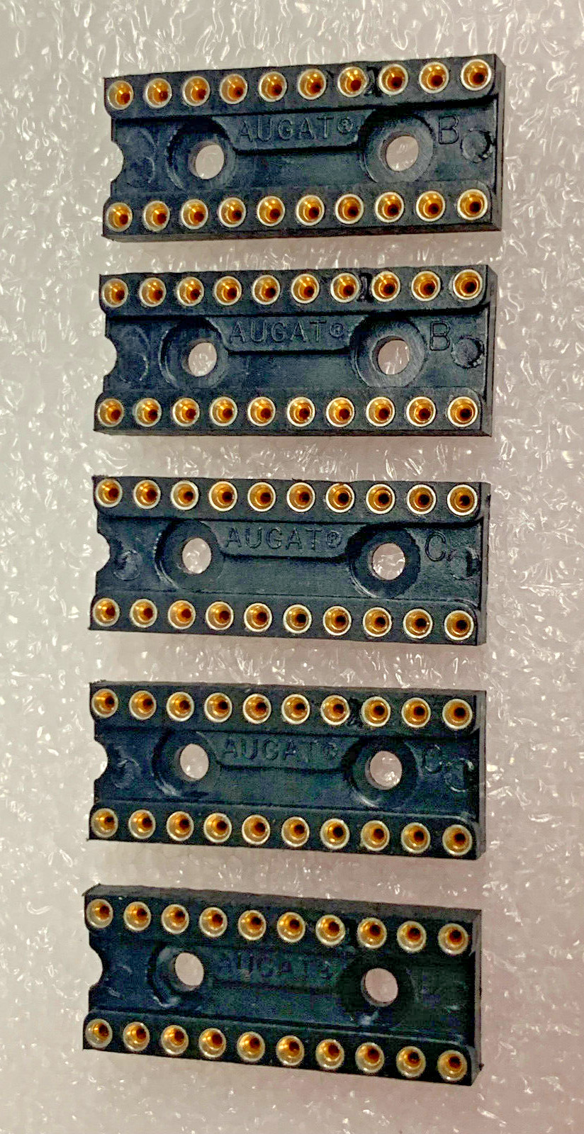 Augat High Quality 20 Pin IC Socket Machine tooled, NOS Gold Contacts, lot of 5