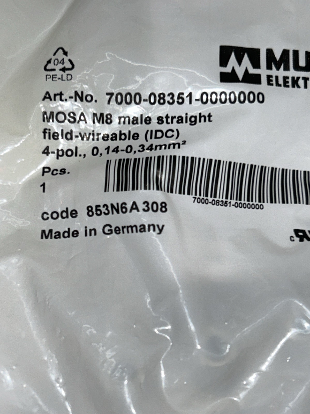 MURR ELEKTRONIK (9) 7000-08351-0000000 & (2) 08391 Connectors (11) Total