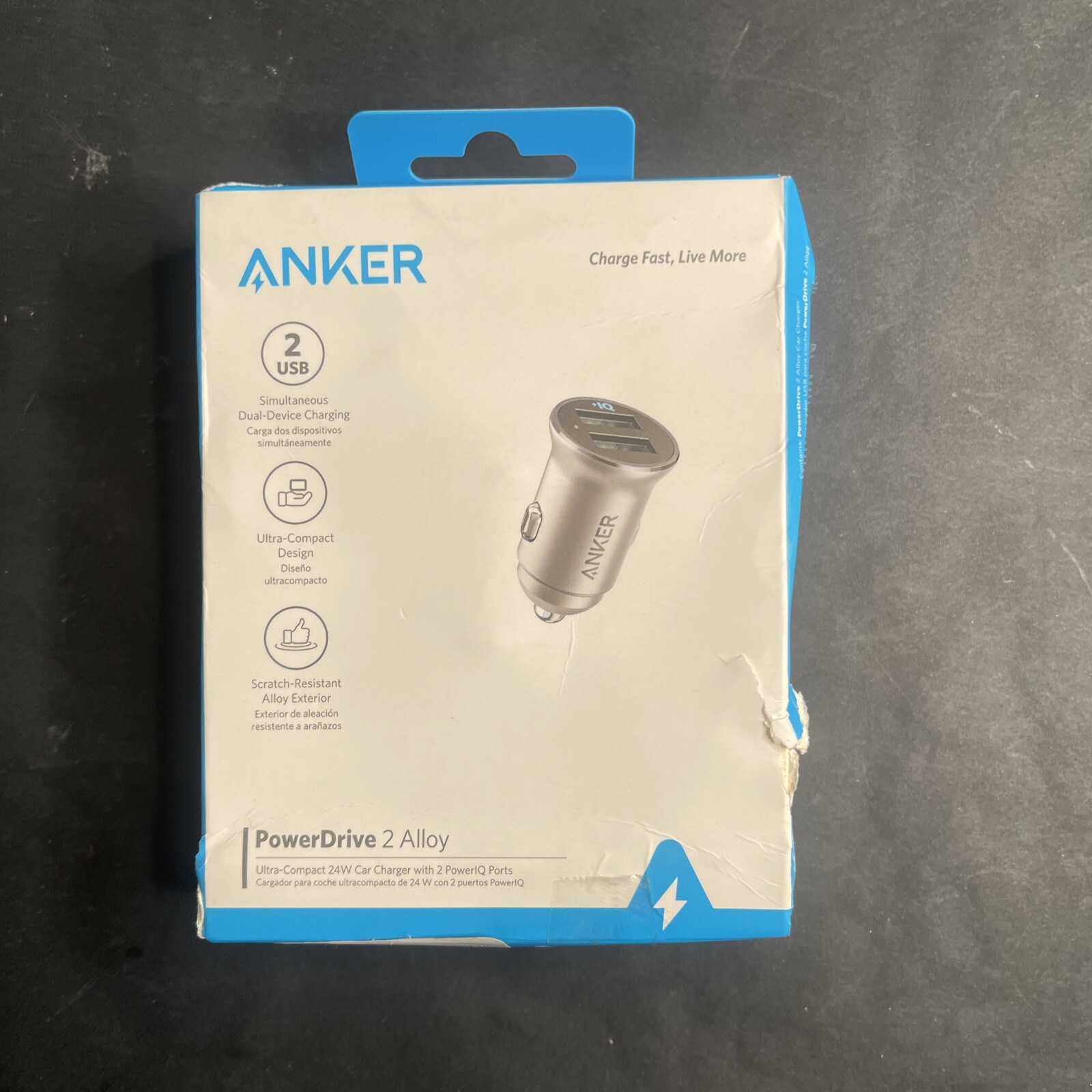 Anker Car Charger, Mini 24W 4.8A Metal Dual USB Car Charger, PowerDrive 2 Alloy