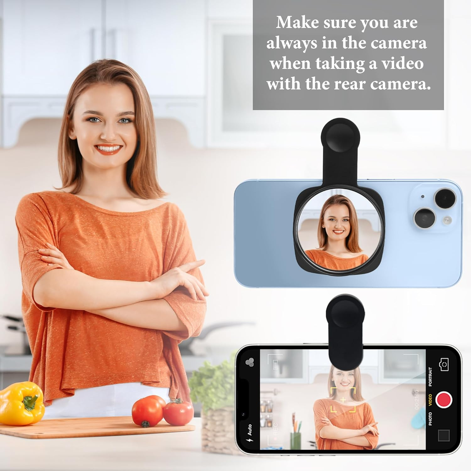 Phone Rear Camera Selfie Mirror – See How You Look in the Back Camera – for High